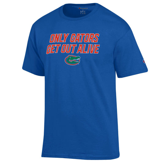 Florida Gators Men's Champion Only Gators Get Out Alive Royal Tee
