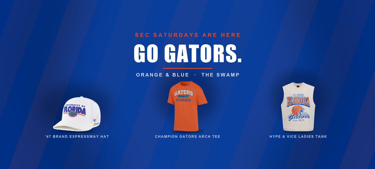 SEC Saturdays are here - Florida Gators '47 Brand hat, Champion Gators arch tee and Hype and Vice ladies tank