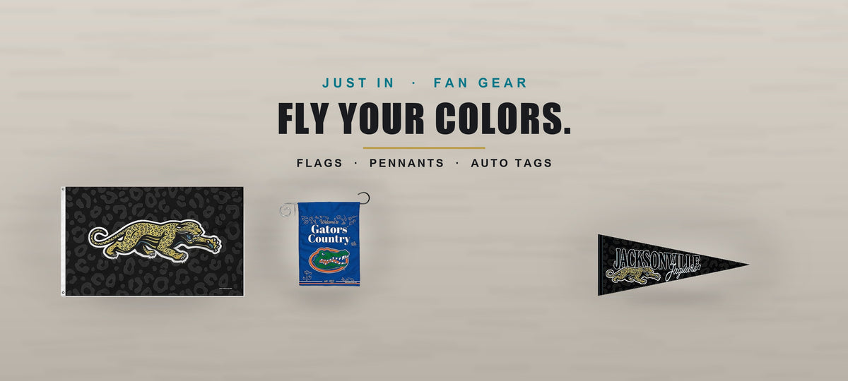 Just in fan gear - Jacksonville Jaguars Prowler flag and pennant, Florida Gators garden flag