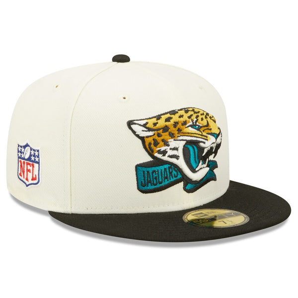 Jacksonville Jaguars New Era 59Fifty 2022 Cream/Black Sideline Fitted Hat