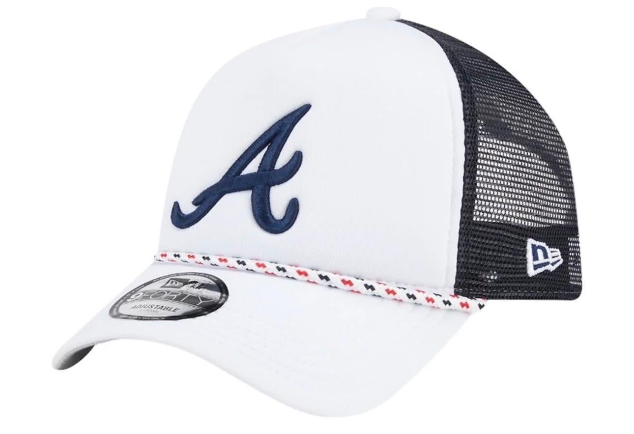 Atlanta Braves MLB New Era White Court Sport 9Forty A-Frame Trucker Snapback