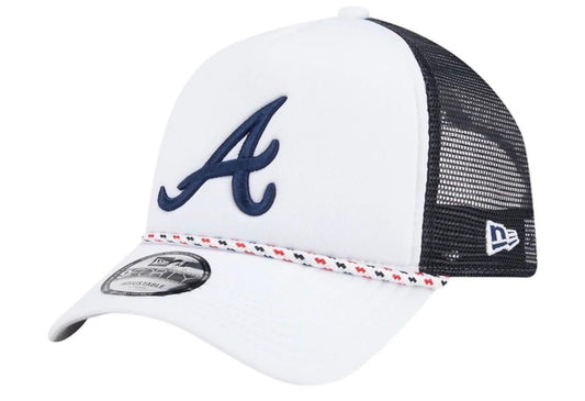 Atlanta Braves MLB New Era White Court Sport 9Forty A-Frame Trucker Snapback