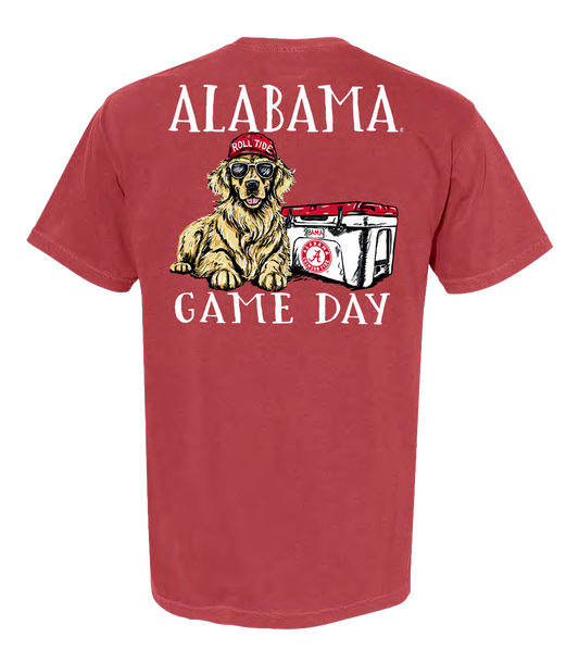 NCAA Alabama Crimson Tide Campus Collection Dog With Cooler Comfort Colors Pocket Tee Chili