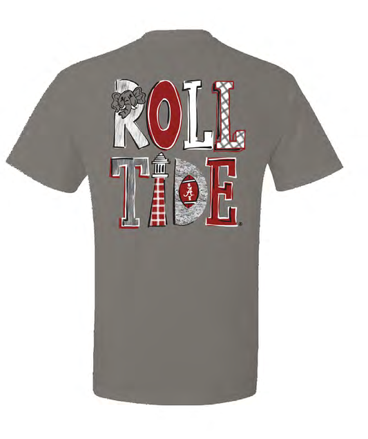 NCAA Alabama Crimson Tide Campus Collection Fun Fonts Comfort Colors Tee Grey
