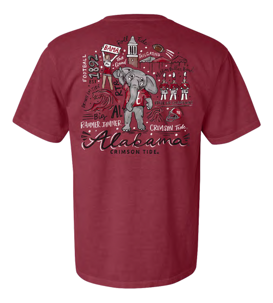 NCAA Alabama Crimson Tide Campus Collection Gameday Collage Comfort Colors Tee Chili