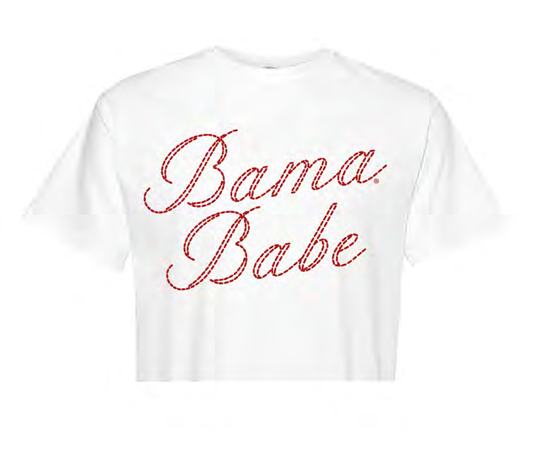NCAA Alabama Crimson Tide Campus Collection Stitch Bama Babe Boxy Crop Tee White
