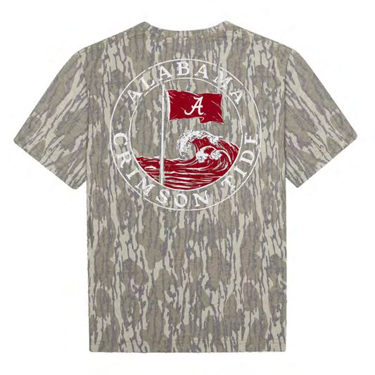 NCAA Alabama Crimson Tide Campus Collection Wave Circle Mossy Oak Camo Tee Bottomland