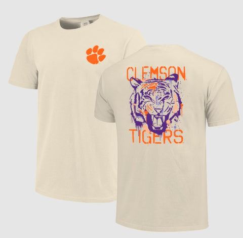 Clemson Tigers Image One Spray Paint Mascot Tee