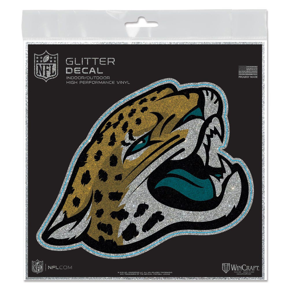 NFL Jacksonville Jaguars WinCraft Glitter Decal 6 x 6 Inch Team Logo Teal and Black