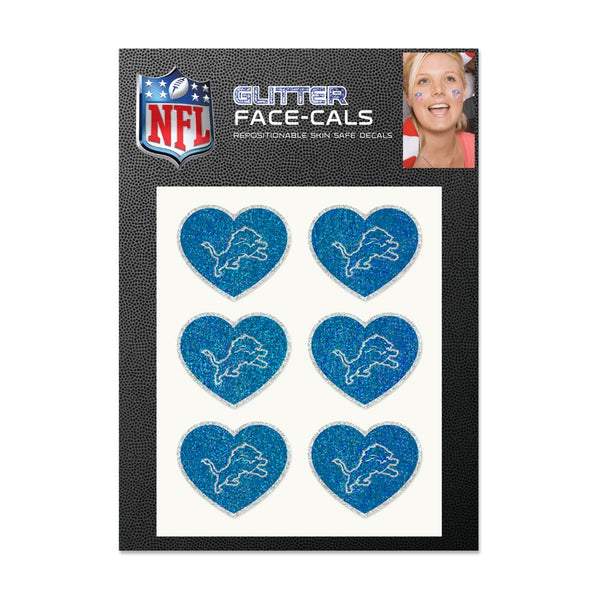 Detroit Lions Heart Glitter Tattoo 6 Pack