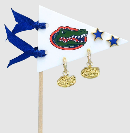 University of Florida Gators Color Shout Stars/Gator Head Gold- 2 Piece Earrings