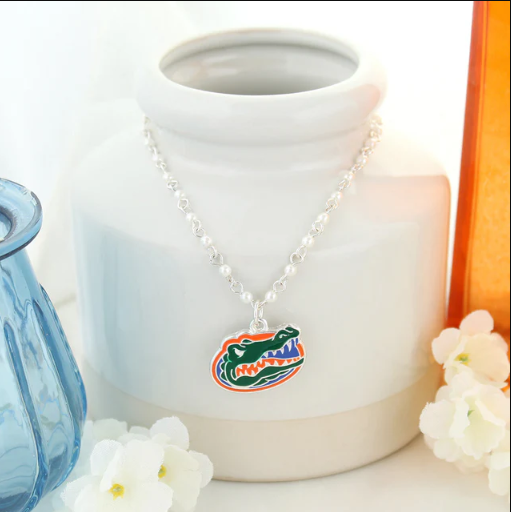 University of Florida Gators Seasons Jewelry Pearl Gator Head Necklace