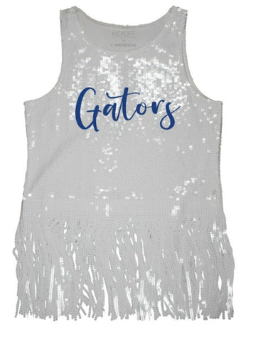 University of Florida Gators Sequin Script Tank with Fringe