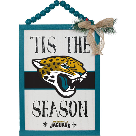 JACKSONVILLE JAGUARS BEADED 13 INCH BEADED TIS THE SEASON SIGN