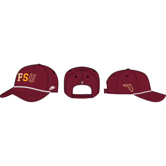 NCAA Florida State Seminoles Nike Rise BR 5P Structured Adjustable Cap