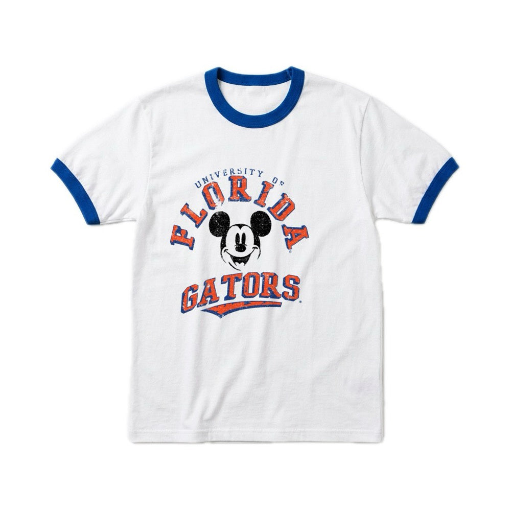 University of Florida Gators Mickey Mouse Disney Men's Ringer T-Shirt - White