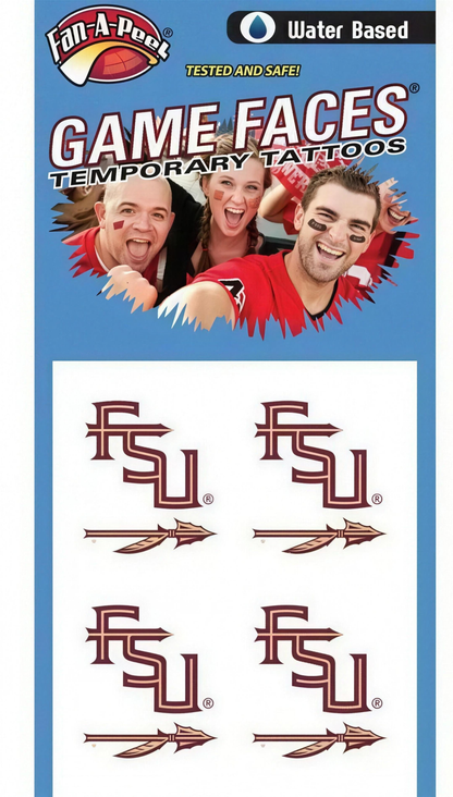 Florida State Seminoles Fan A Peel FSU Spear Face Tattoo