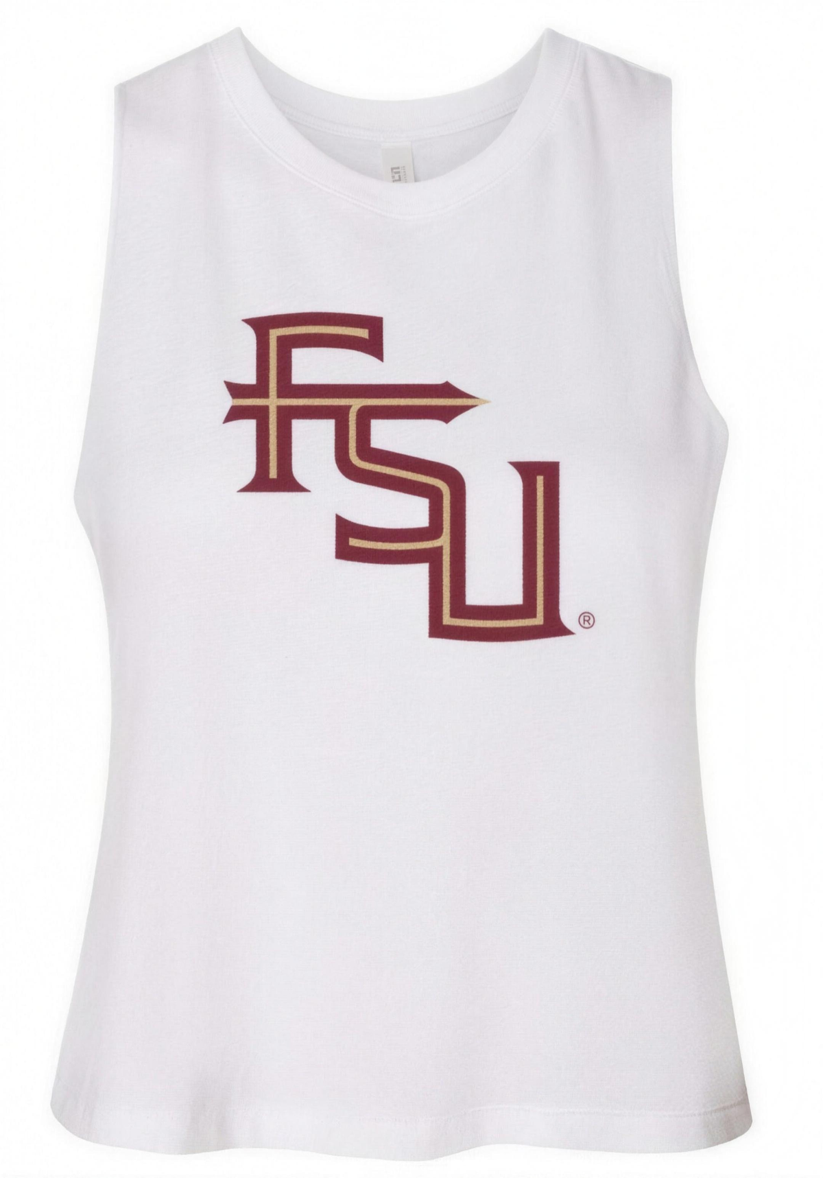 Florida State Seminoles women's racerback crop tank with team logo and relaxed fit