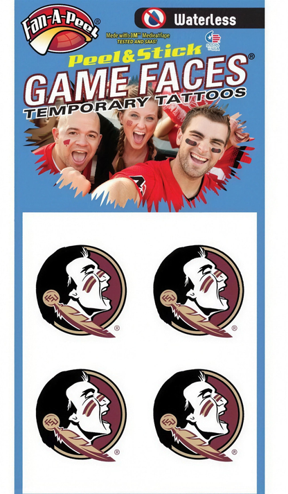 Florida State Fan A Peel Seminole Head Face Tattoo
