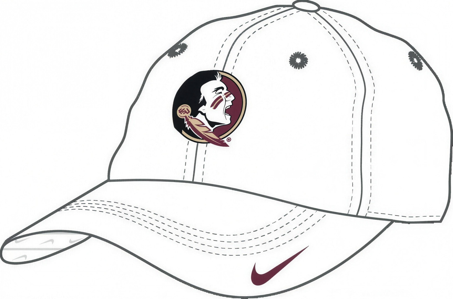 NCAA Florida State Seminoles Nike Club CC Unstructured Adjustable Cap Black