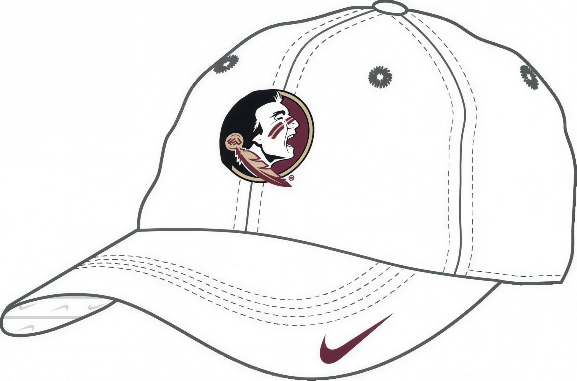 NCAA Florida State Seminoles Nike Club CC Unstructured Adjustable Cap Black