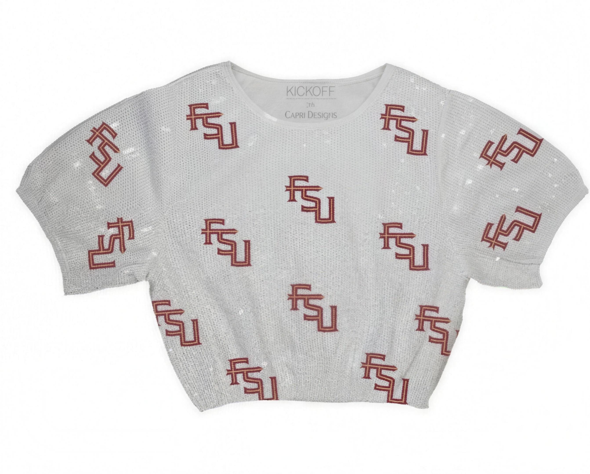 Florida State Seminoles ladies sequin repeater crop top by Capri Designs