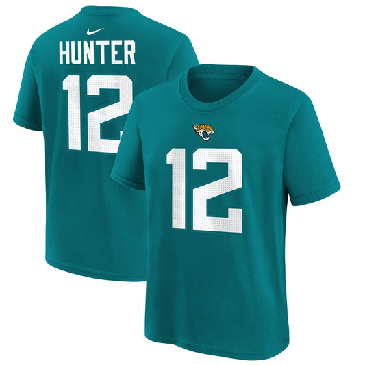 Youth Travis Hunter Jaguars teal 2025 NFL Draft name and number t-shirt