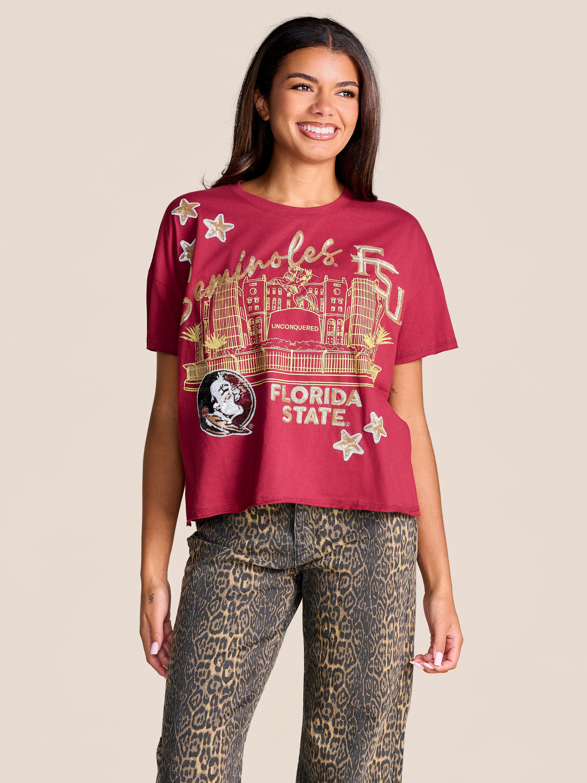 Florida State Seminoles Stewart Simmons Ladies Fourth Quarter Sequin Tee