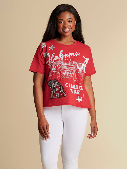 Alabama Crimson Tide Stewart Simmons Ladies Fourth Quarter Sequin Tee