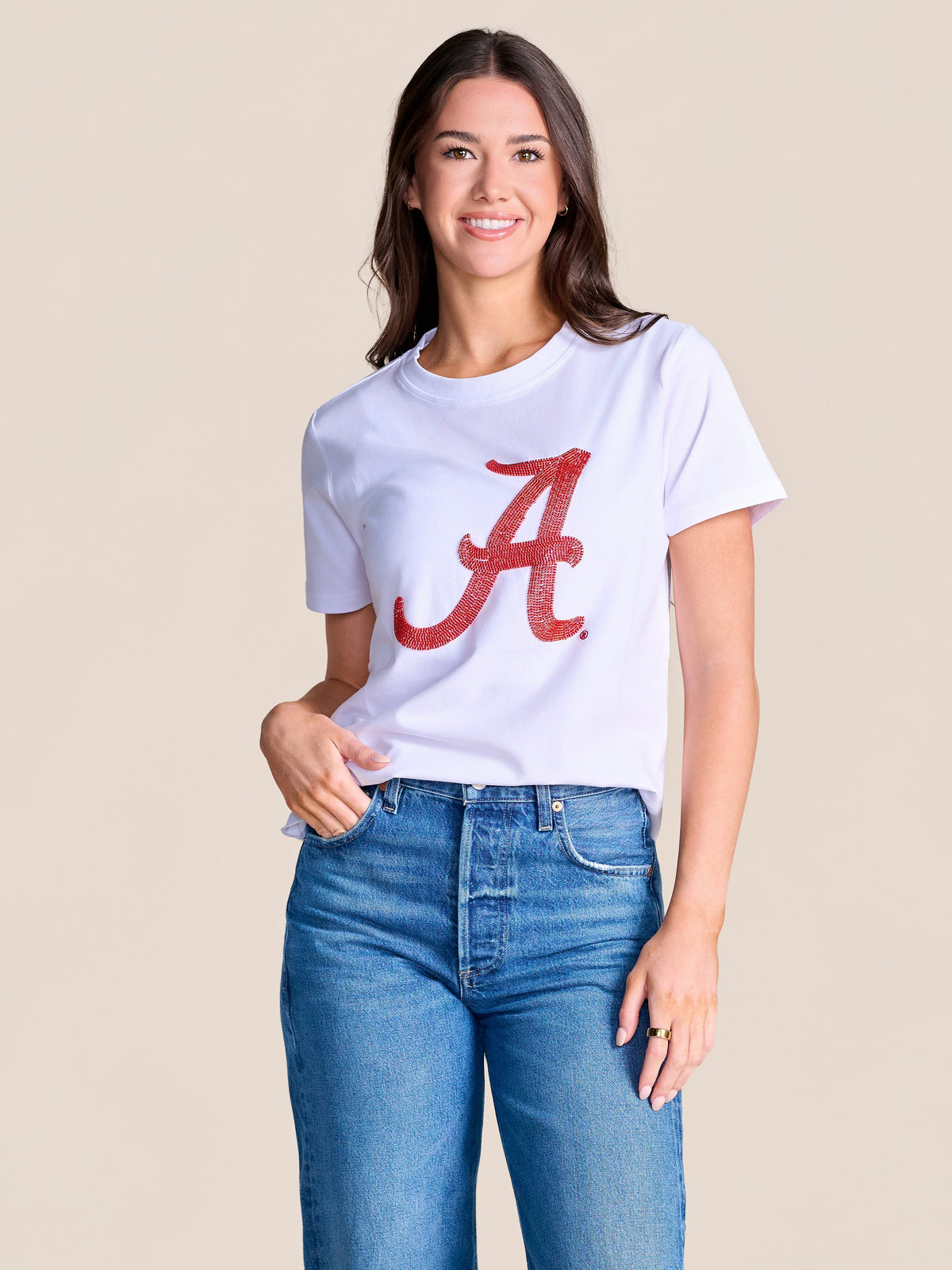 Alabama Crimson Tide Stewart Simmons Ladies Mascot Beaded Tee