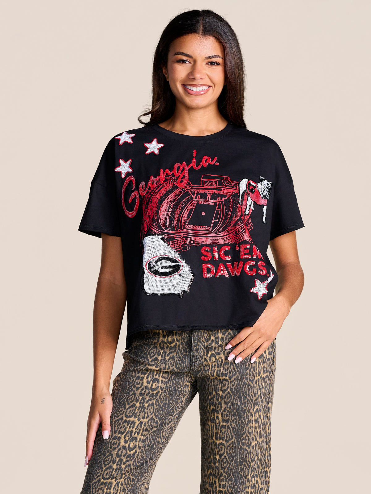 University of Georgia Stewart Simmons Ladies Fourth Quarter Sequin Tee