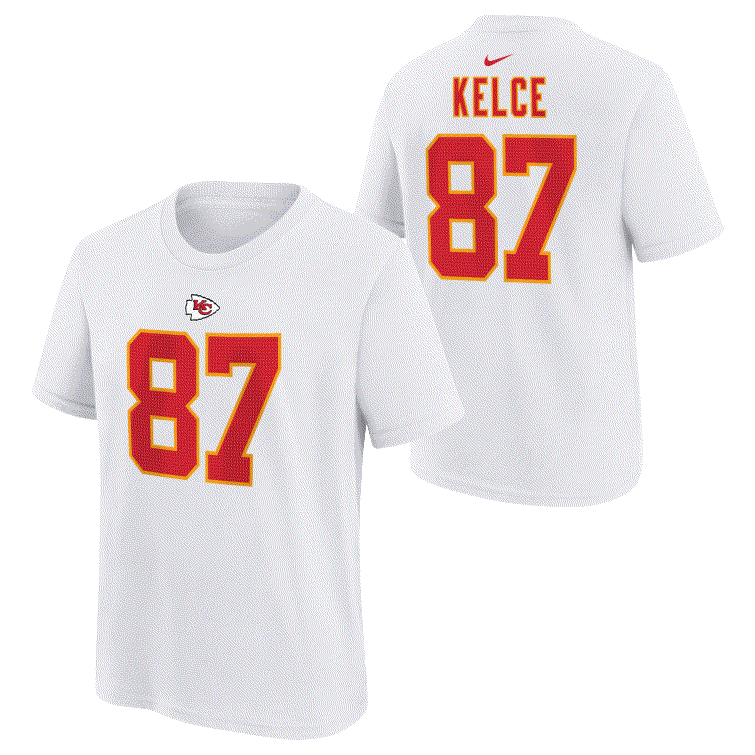 Travis Kelce Kansas City Chiefs Nike Player Name & Number T-Shirt - White Youth