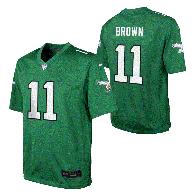 Youth Philadelphia Eagles A.J. Brown Nike Kelly Green Game Jersey - officially licensed fan gear