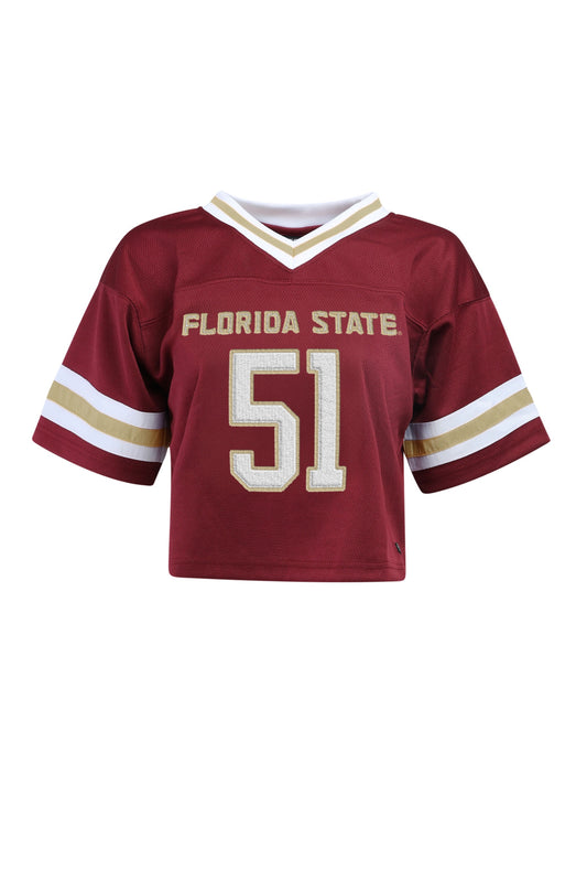 Florida State Seminoles Hype and Vice Ladies Garnet Cropped Football Jersey