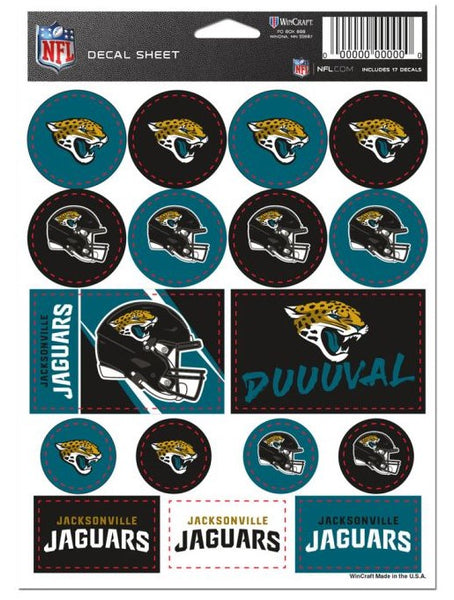 Jacksonville Jaguars Wincraft Vinyl Sticker Decal Sheet