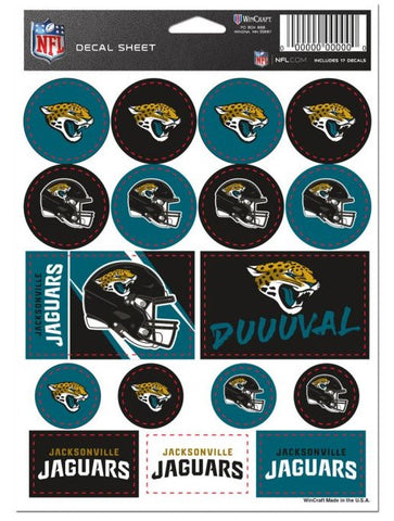 Jacksonville Jaguars Wincraft Vinyl Sticker Decal Sheet