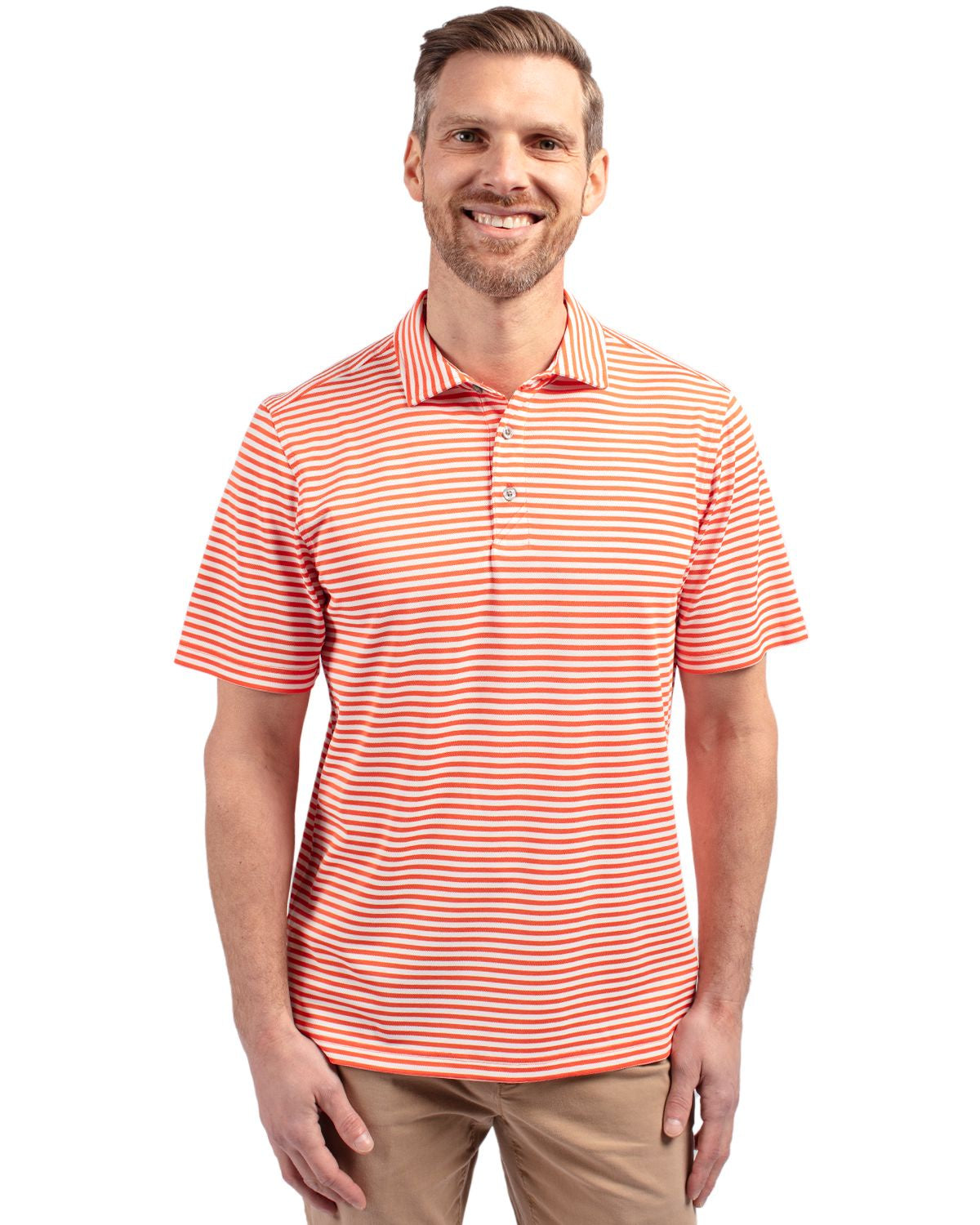 Florida Gators Virtue Eco Pique Orange Stripe Recycled Polo Men's Cutter & Buck