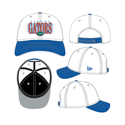 Florida Gators New Era Retro Wordmark 9FORTY M-Crown White/Royal Hat