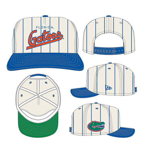 Florida Gators New Era Script Pinstripe 19TWENTY Snapback Cream Hat