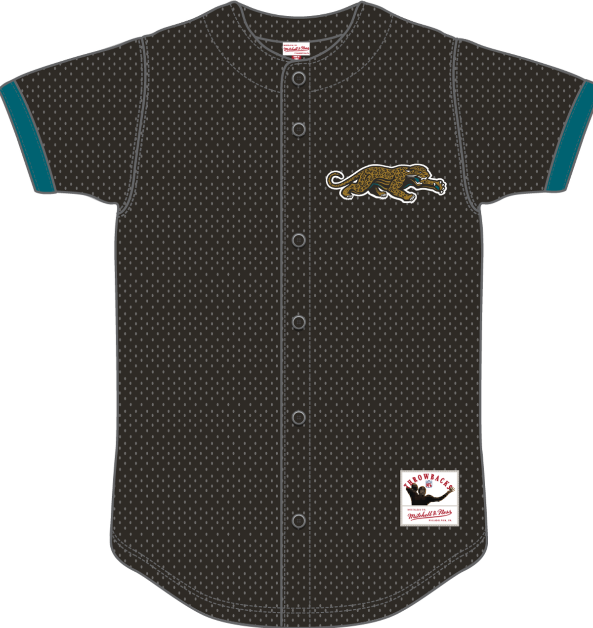 NFL Jacksonville Jaguars Mitchell & Ness Mesh Button-Front Baseball Jersey - Black Prowler