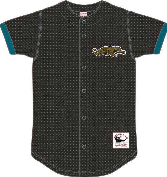 NFL Jacksonville Jaguars Mitchell & Ness Mesh Button-Front Baseball Jersey - Black Prowler