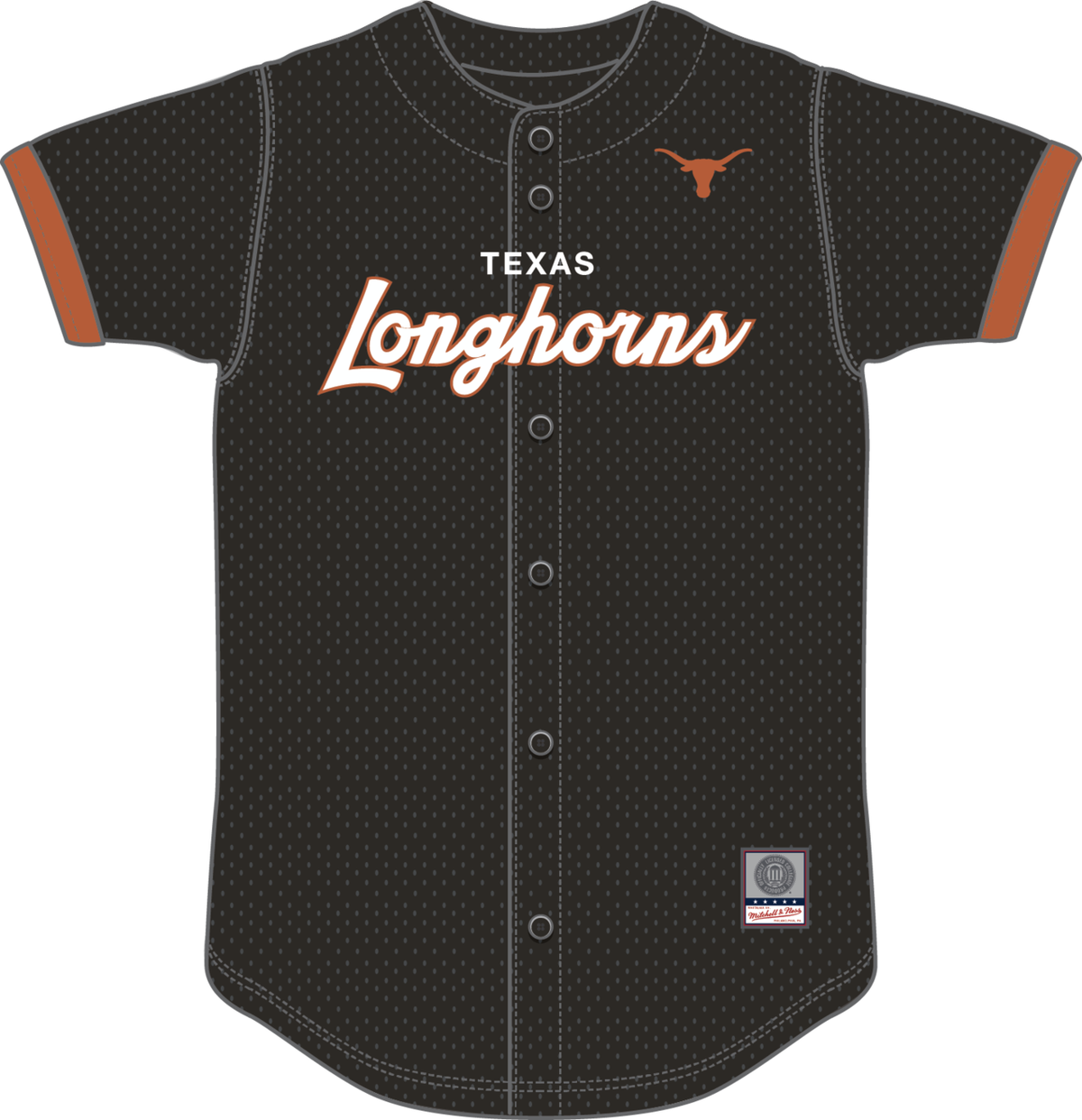 NCAA Texas Longhorns Mitchell & Ness Head Coach Mesh Button Front Black Top