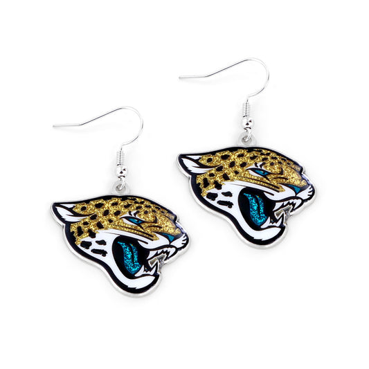 NFL Jacksonville Jaguars Aminco Glitter Dazzle Earrings Teal and Gold
