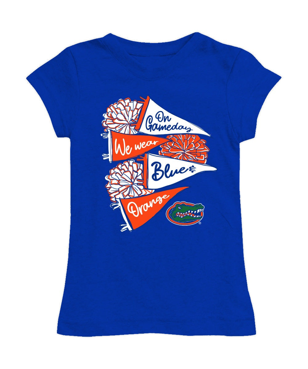 NCAA Florida Gators Vive La Fete Toddler Girls Pennant Royal Fitted T-Shirt