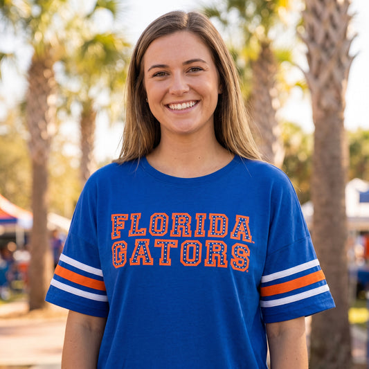 Florida Gators Colosseum women's Tina studded tee worn on game day