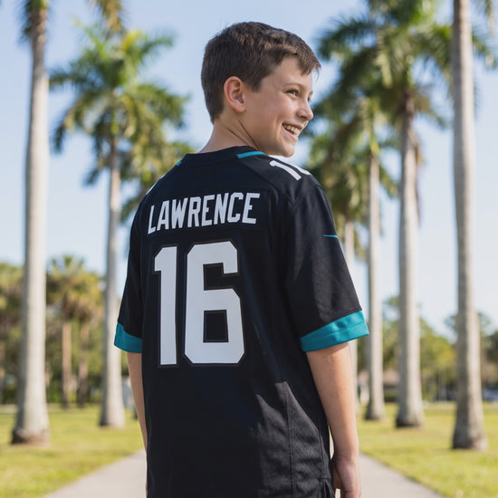 Trevor Lawrence #16 Jaguars youth jersey - lifestyle video