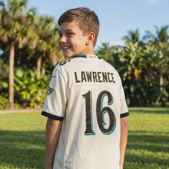 NFL Jacksonville Jaguars Nike Youth Trevor Lawrence Rivalry Game Jersey - lifestyle video