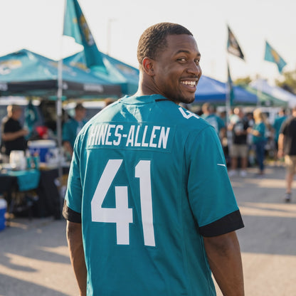 Jacksonville Jaguars Men's Josh Hines-Allen Nike Teal Player Game Jersey - lifestyle video