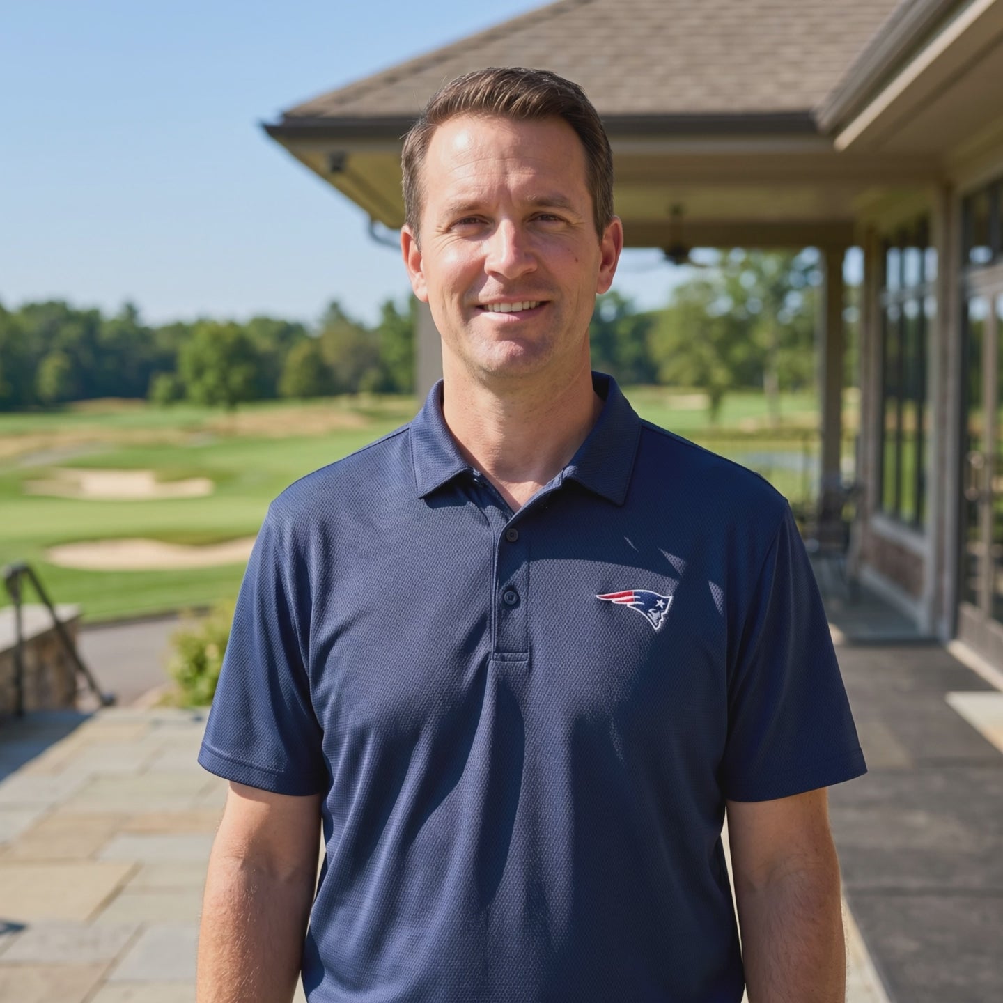 NFL New England Patriots Antigua Ellipse Navy Multi Polo - lifestyle video