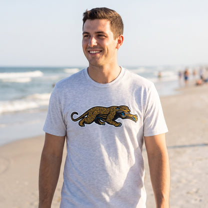 Jaguars Prowler '47 Dune Franklin tee worn on Jacksonville Beach
